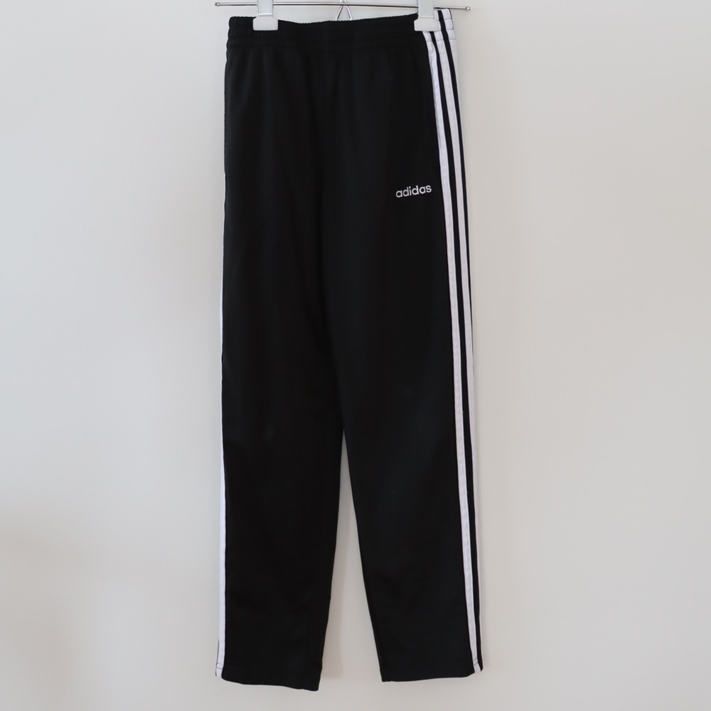 Adidas boys size 10/12 black and white sweatpants
